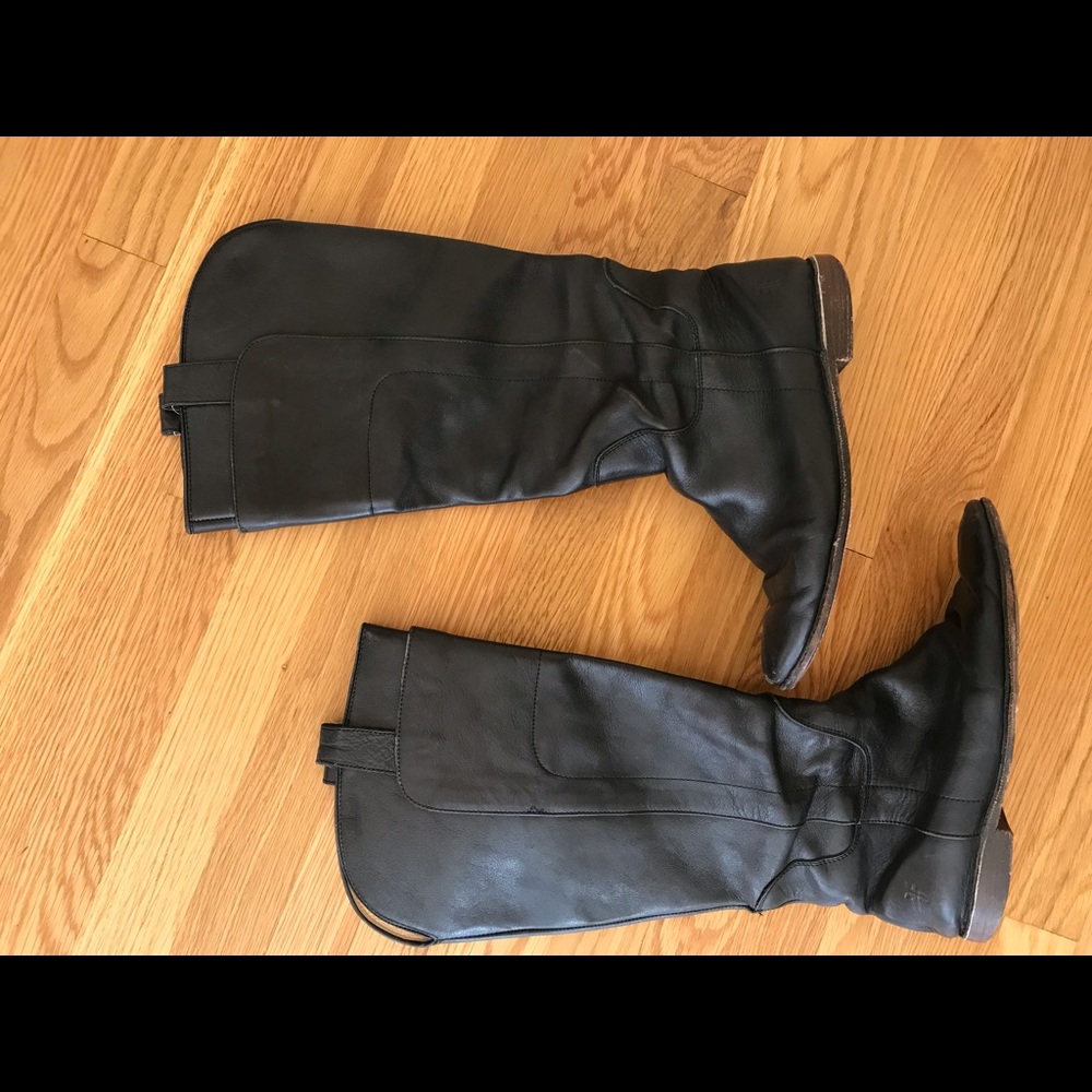 black leather riding style boots